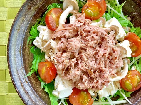 簡単！豆腐とツナと色々野菜のレンジ蒸し○糖質オフ